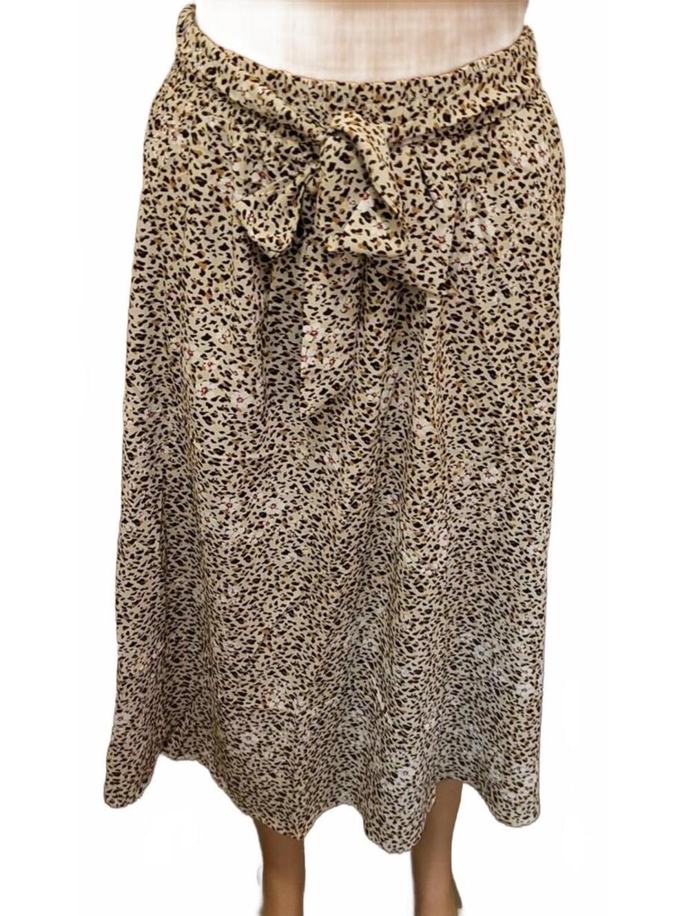 XPENYO Women's Leopard Print Tie-Front Midi Floral Skirt Plus Size 3XL